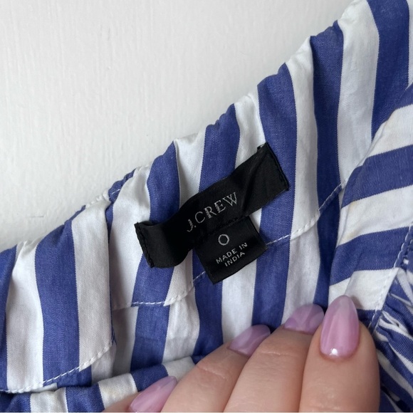 J. Crew One-shoulder Ruffle Jumpsuit in Blue & White Mixed Stripe 0 - Picture 6 of 7